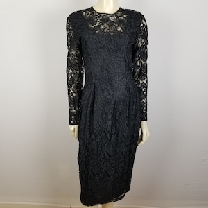 Vintage Nancy Johnson black lace long sleeved size 8