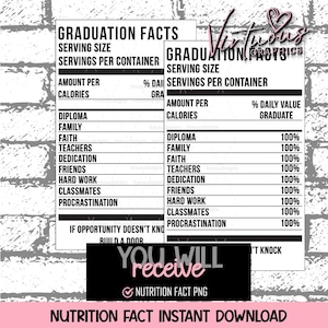 Graduation Nutrition Fact Label, Party Favor Nutrition Label, Nutrition Label, Custom Graduation Nutrition Facts Labels, Parties For Grads