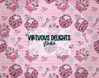 Hoppy Valentine Frog Digital Paper: Christian Seamless PNG Pattern VDG003