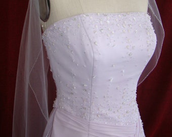 Lavender Wedding Dress, Size 6, Chiffon Georgette, Strapless, Scattered mixed crystals and sequins, Purple Wedding 5539