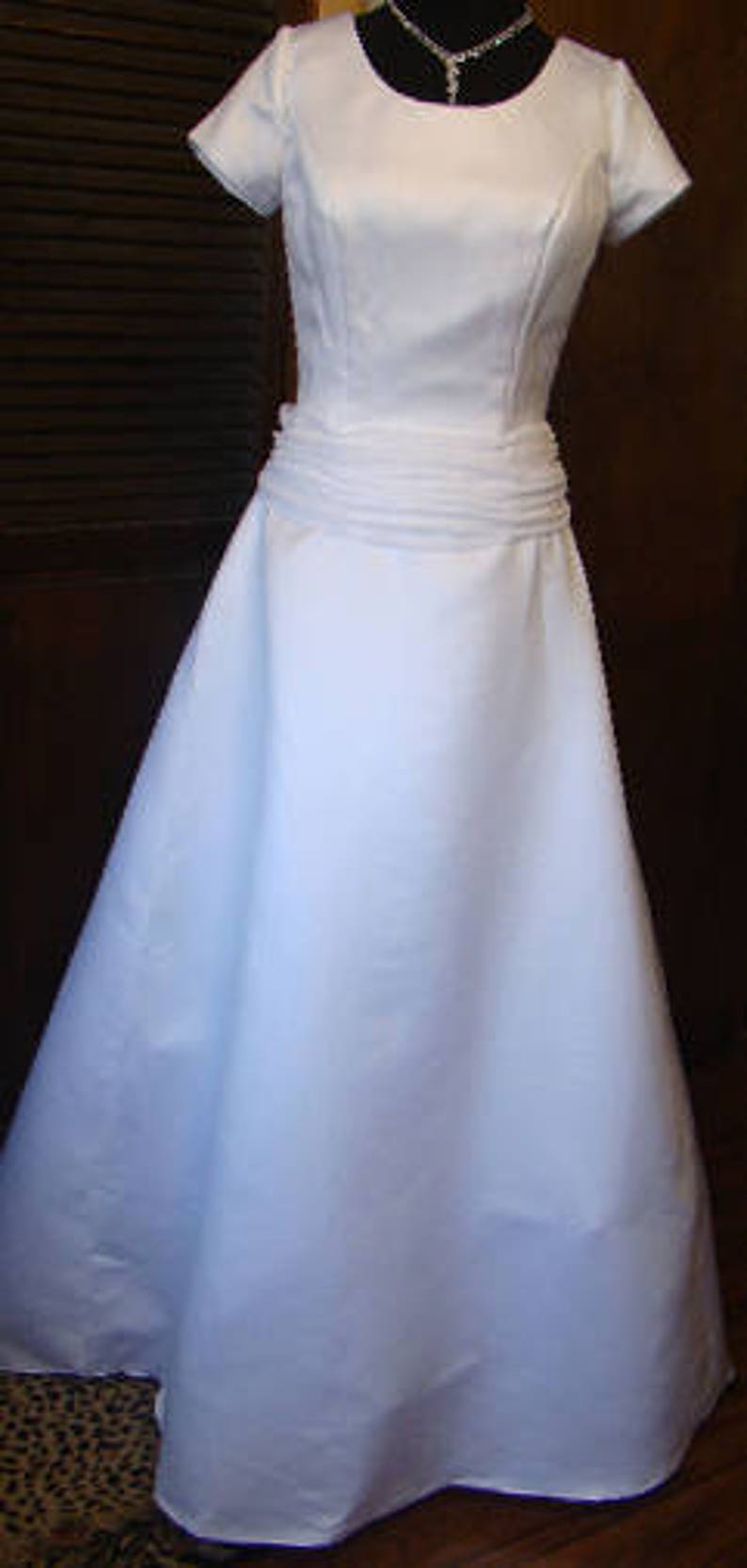 Modest Wedding Gown, LDS Wedding, Mormon Temple Ready White Size 10