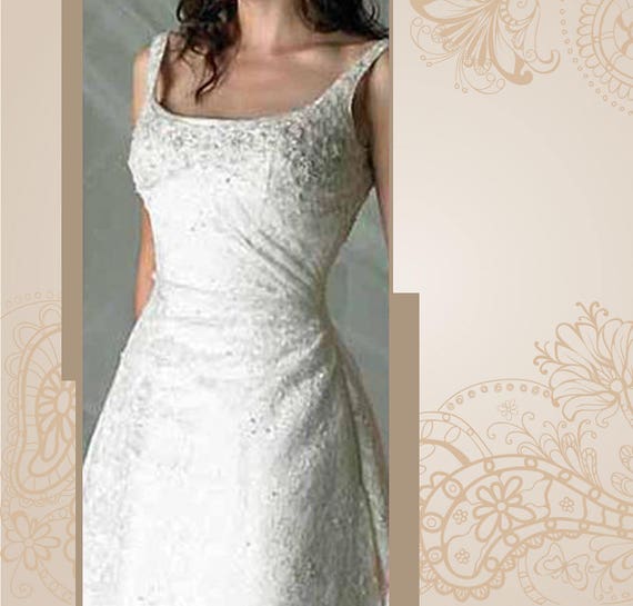 Lace Ivory Size 8 Wedding Dress Tank Sleeve Simple Slim Fit Etsy