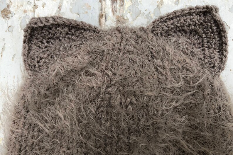 Gray Cat Ears Hat for Girls With Ear Flaps Knit Fuzzy Animal Etsy