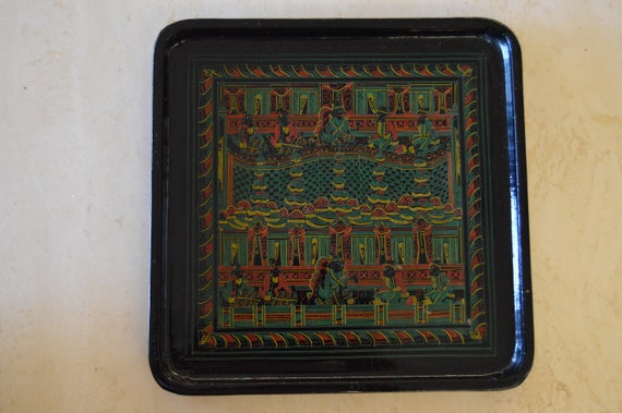 Vintage Lacquerware Tray From Myanmar Burma Etsy