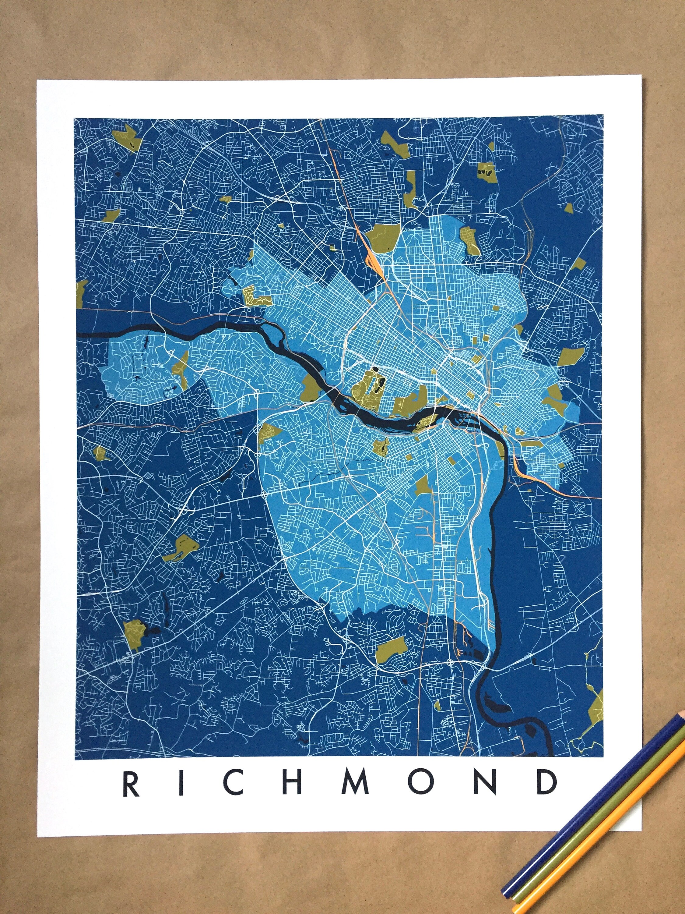 Richmond Virginia Map Print - Etsy