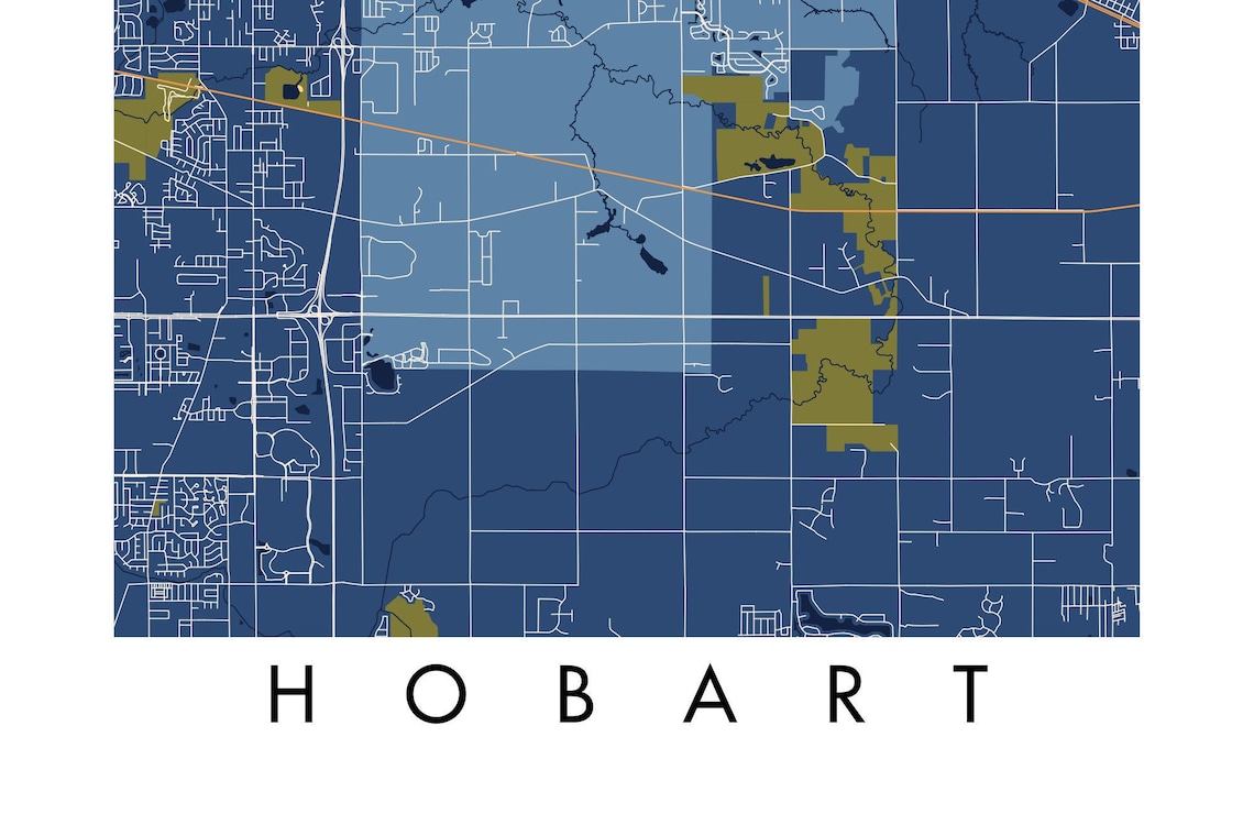 Hobart Indiana Map Print Wall Art Etsy