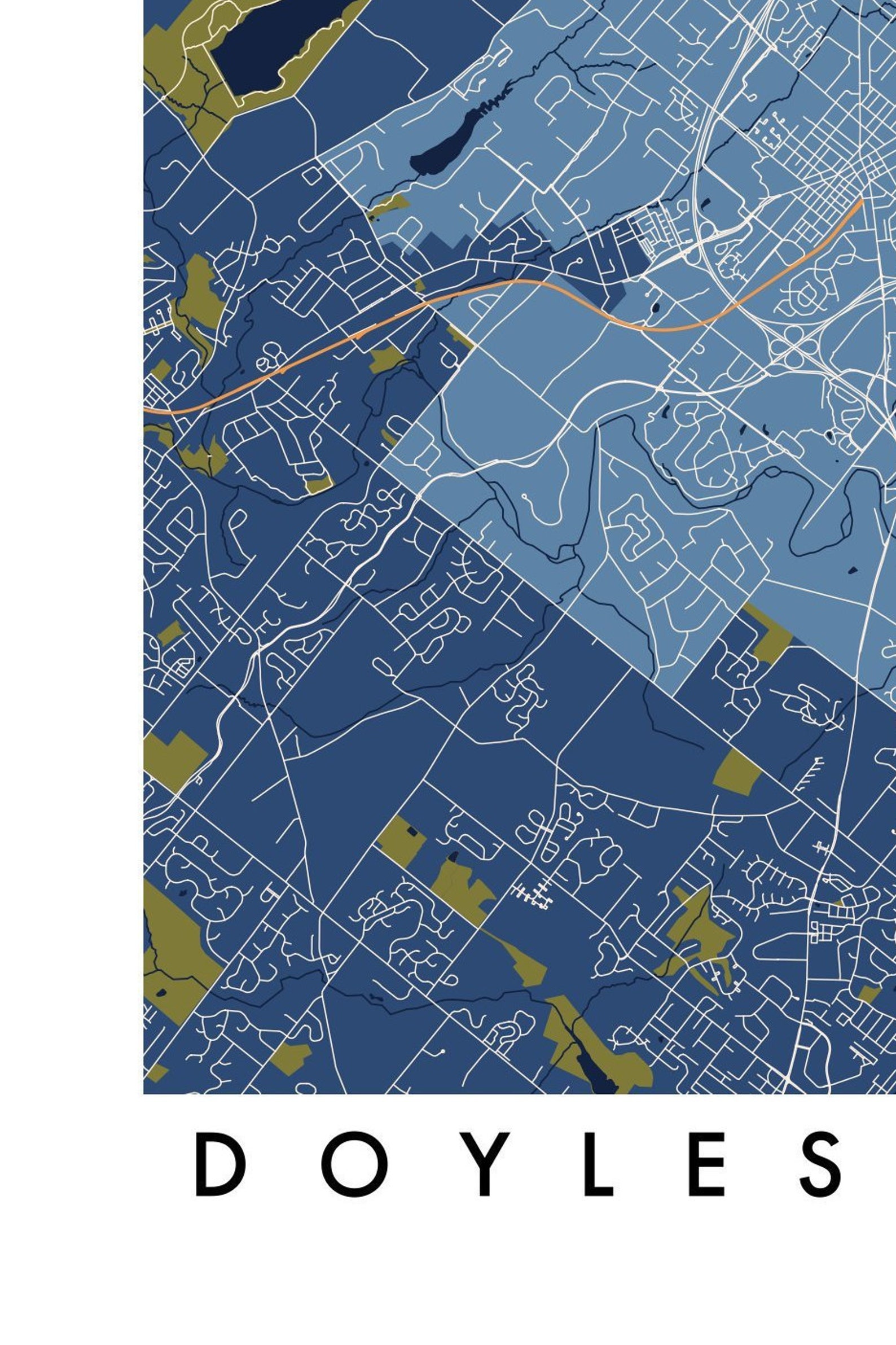 Doylestown PA Map Print Etsy