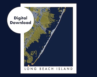 Digital Download Long Beach Island LBI New Jersey Map Poster