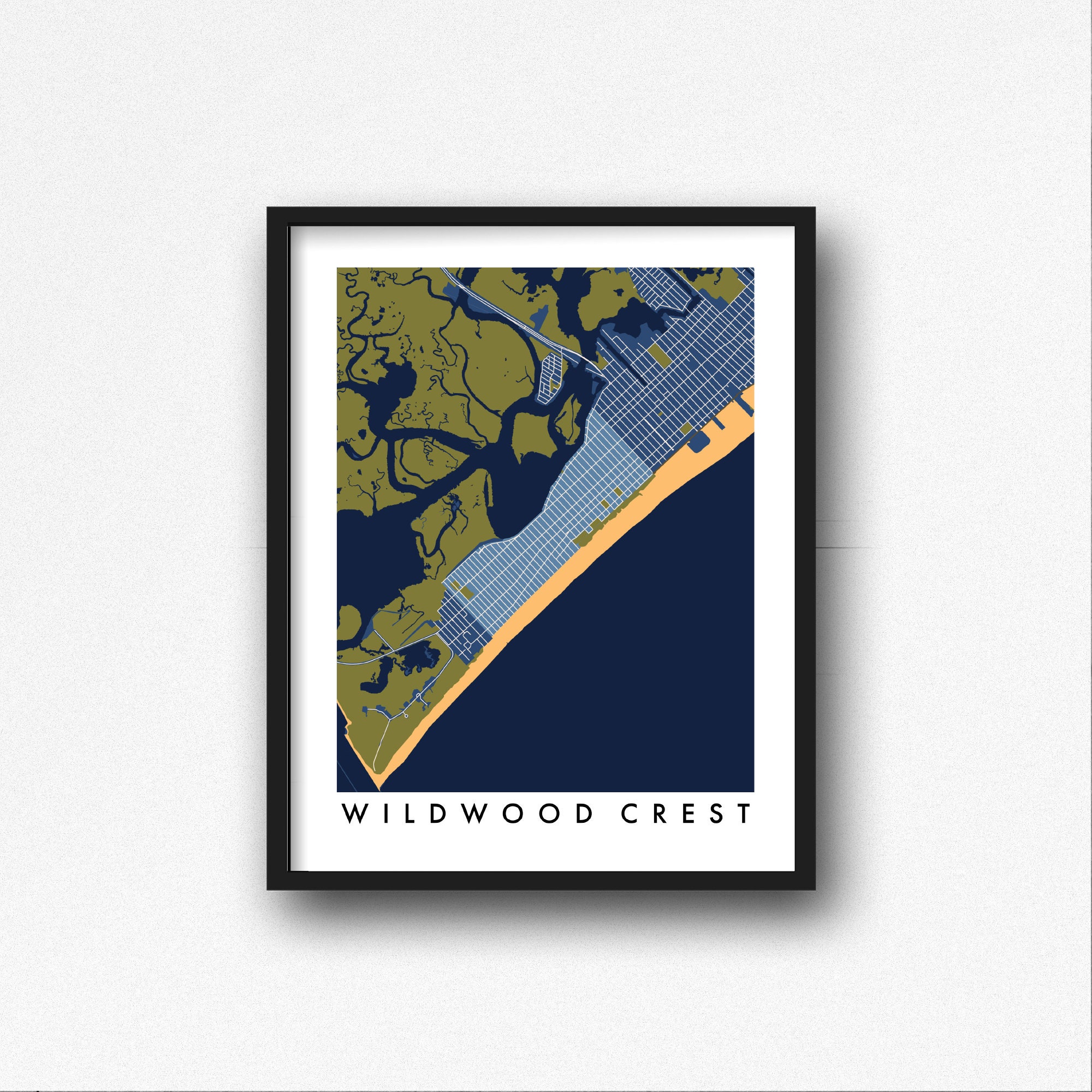 Map Of Wildwood Nj Wildwood Crest Nj Map Art Print / Jersey Shore / Unframed | Etsy Australia