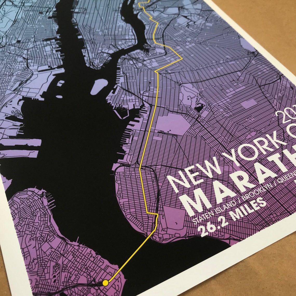 2021 NYC Marathon Map Poster / Unframed Paper Print  Etsy
