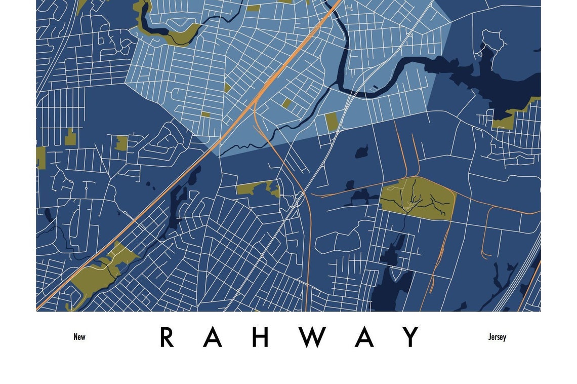 Rahway NJ Map Print / Unframed Paper Print Etsy