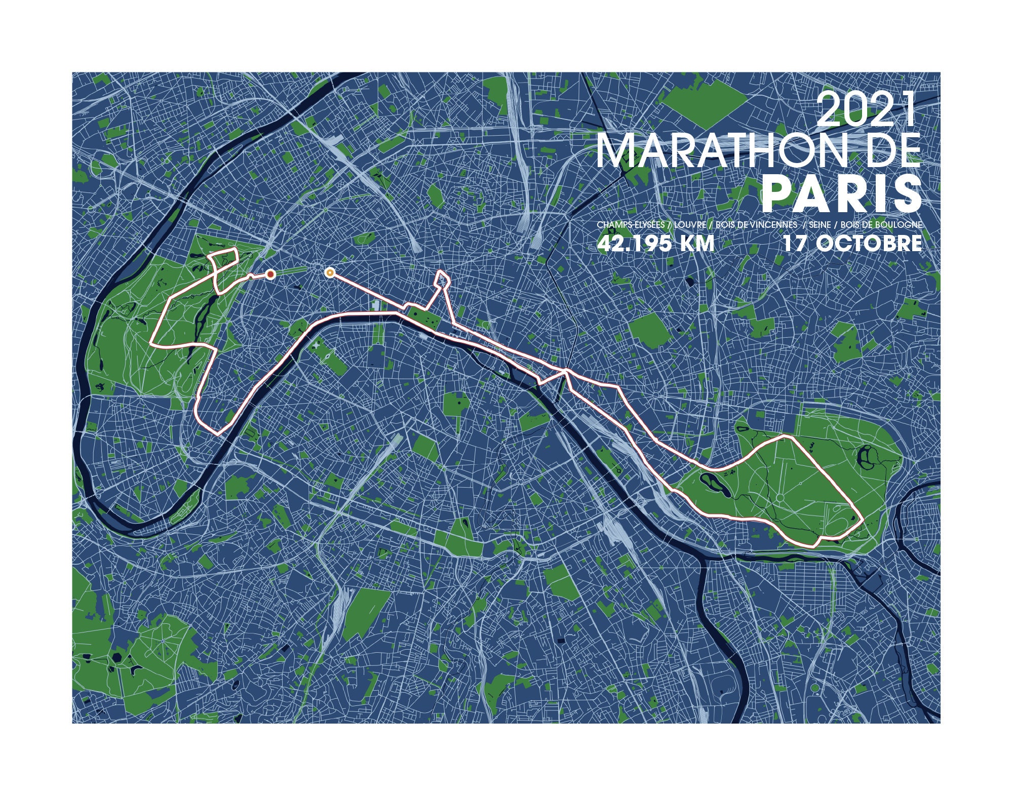 2021 Paris Marathon Map Art / Marathon De Paris / Unframed Etsy Australia