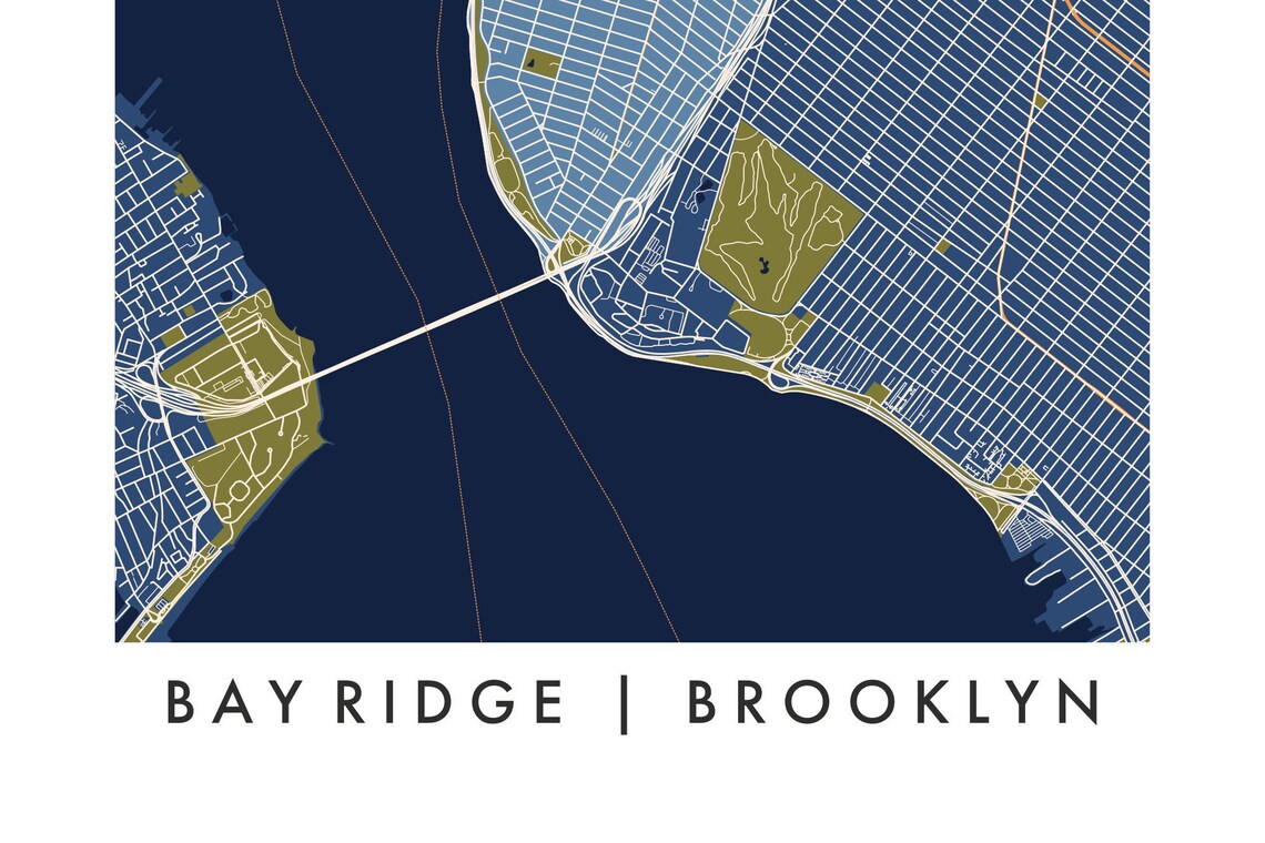 Bay Ridge Brooklyn Map Print / Unframed Paper Print Etsy