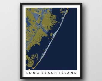 Long Beach Island NJ Map Print / unframed paper print