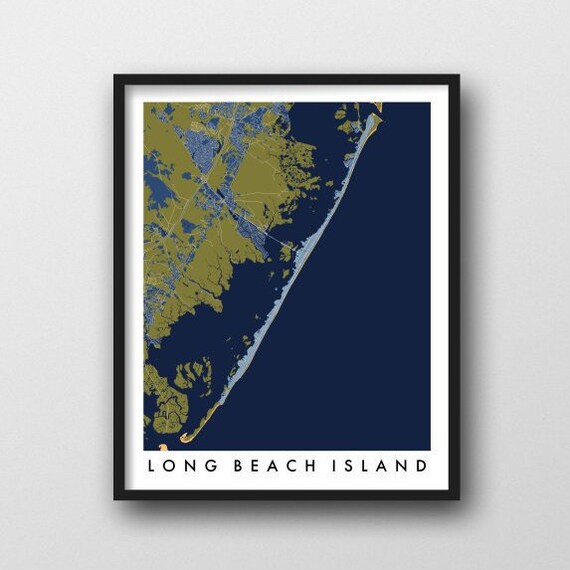 Long Beach Island Nj Map Print Lbi Jersey Shore Beach Decor Wall Art