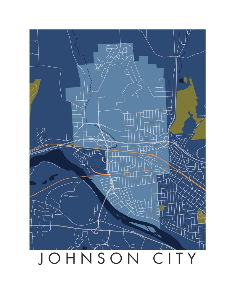 Johnson City NY Map Print / Unframed Paper Print Etsy