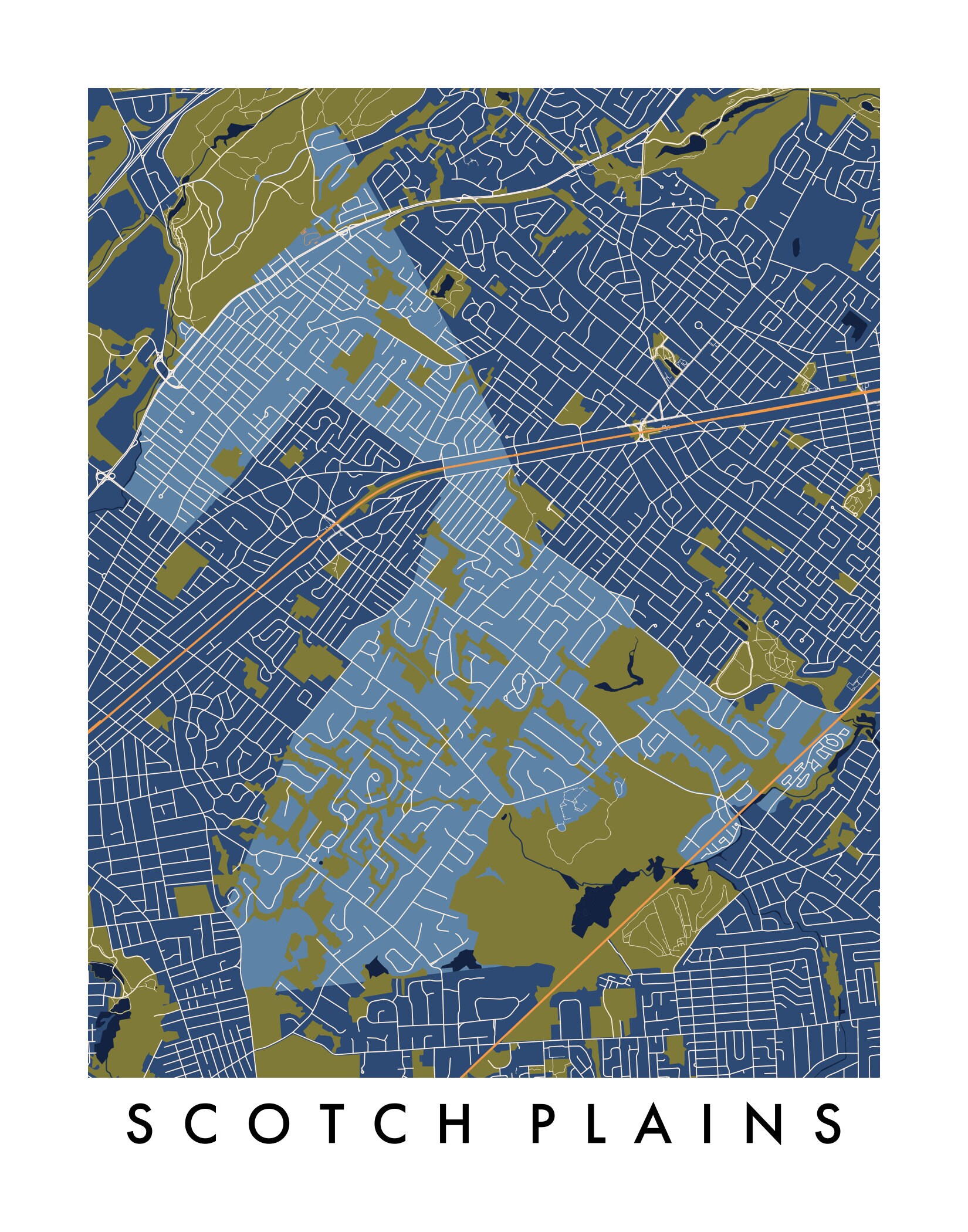 Scotch Plains Nj Map Scotch Plains Nj Map Print / Unframed Paper Print | Etsy New Zealand