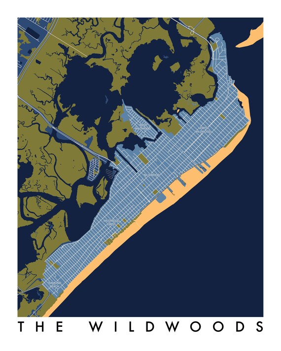 Map Of Wildwood Nj Wildwood Nj Map Print / Unframed Paper Print | Etsy Australia