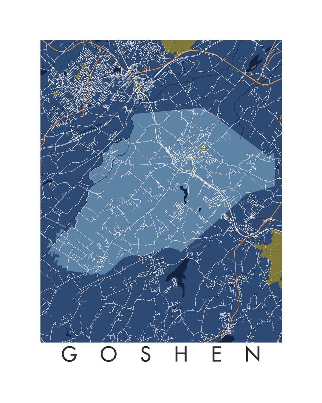 Goshen NY Map Print / Unframed Paper Print Etsy