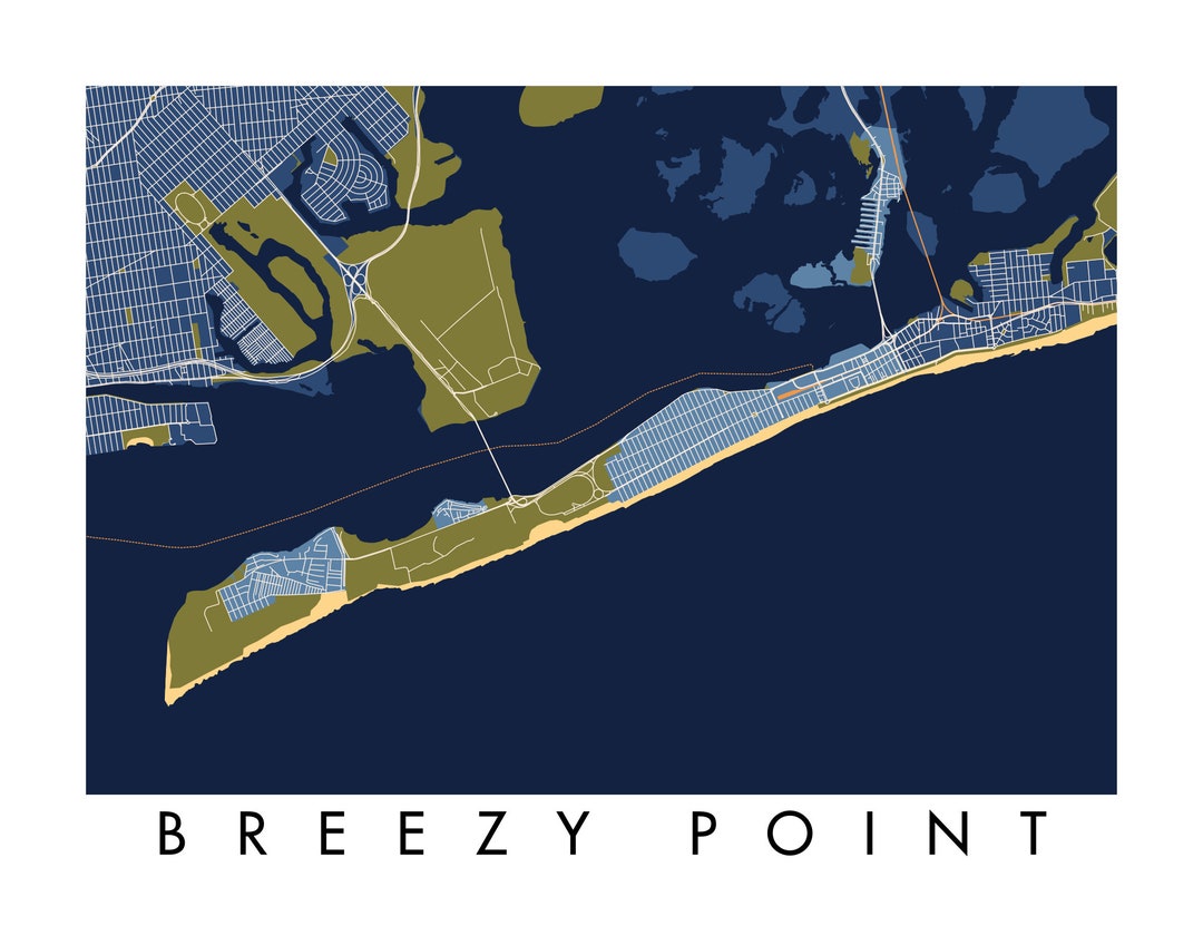 Breezy Point New York Map Print / Unframed Paper Print Etsy
