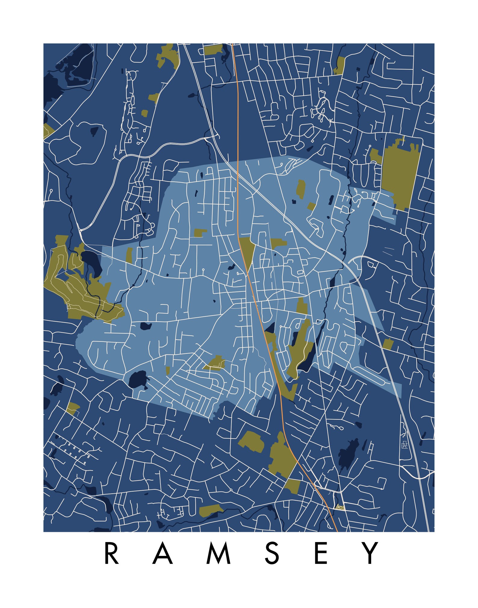 Ramsey NJ Map Print / Unframed Paper Print Etsy