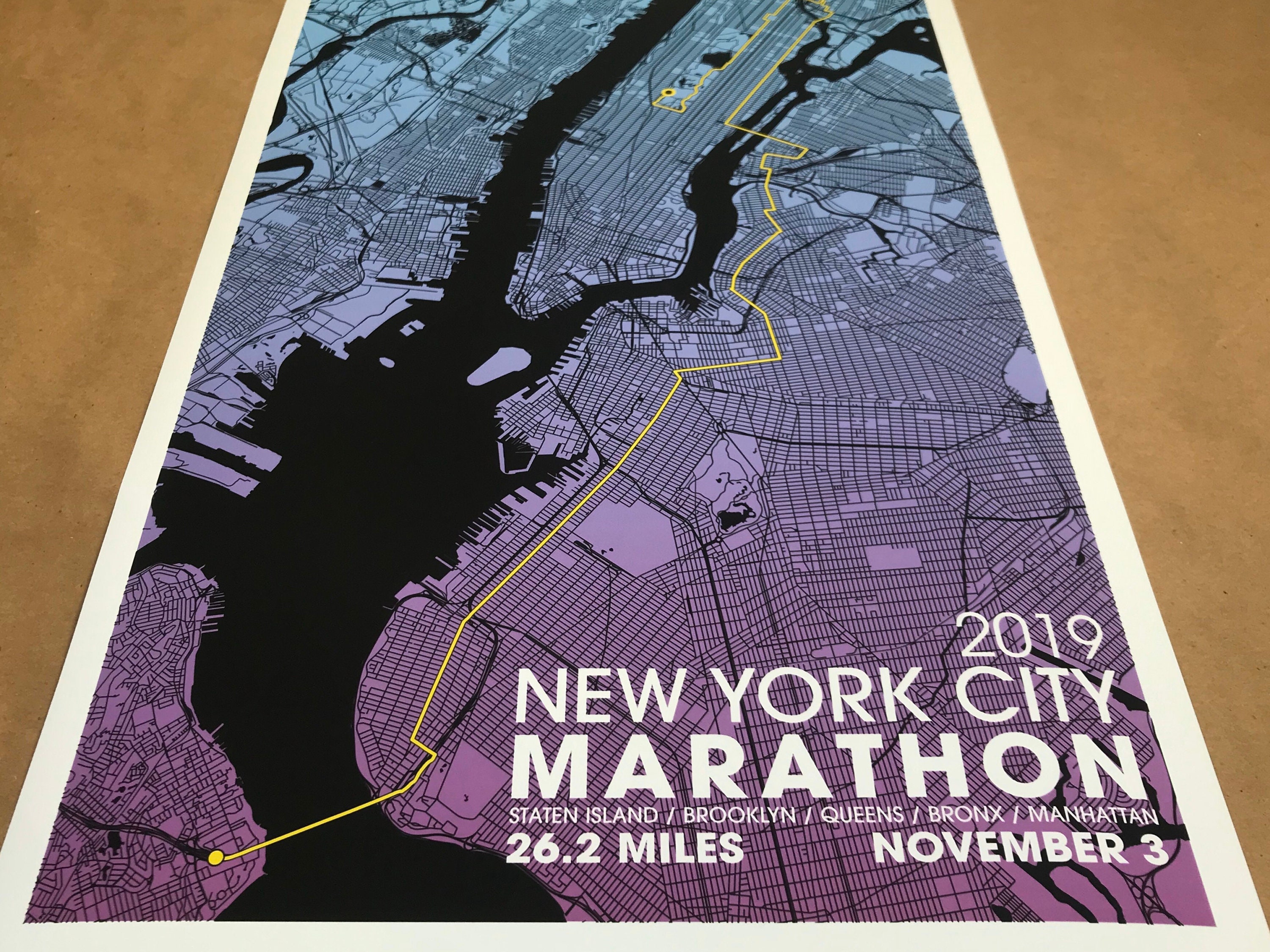 2021 NYC Marathon Map Poster / Unframed Paper Print - Etsy