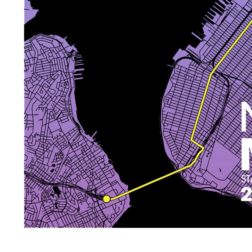 2021 NYC Marathon Map Poster / Unframed Paper Print - Etsy
