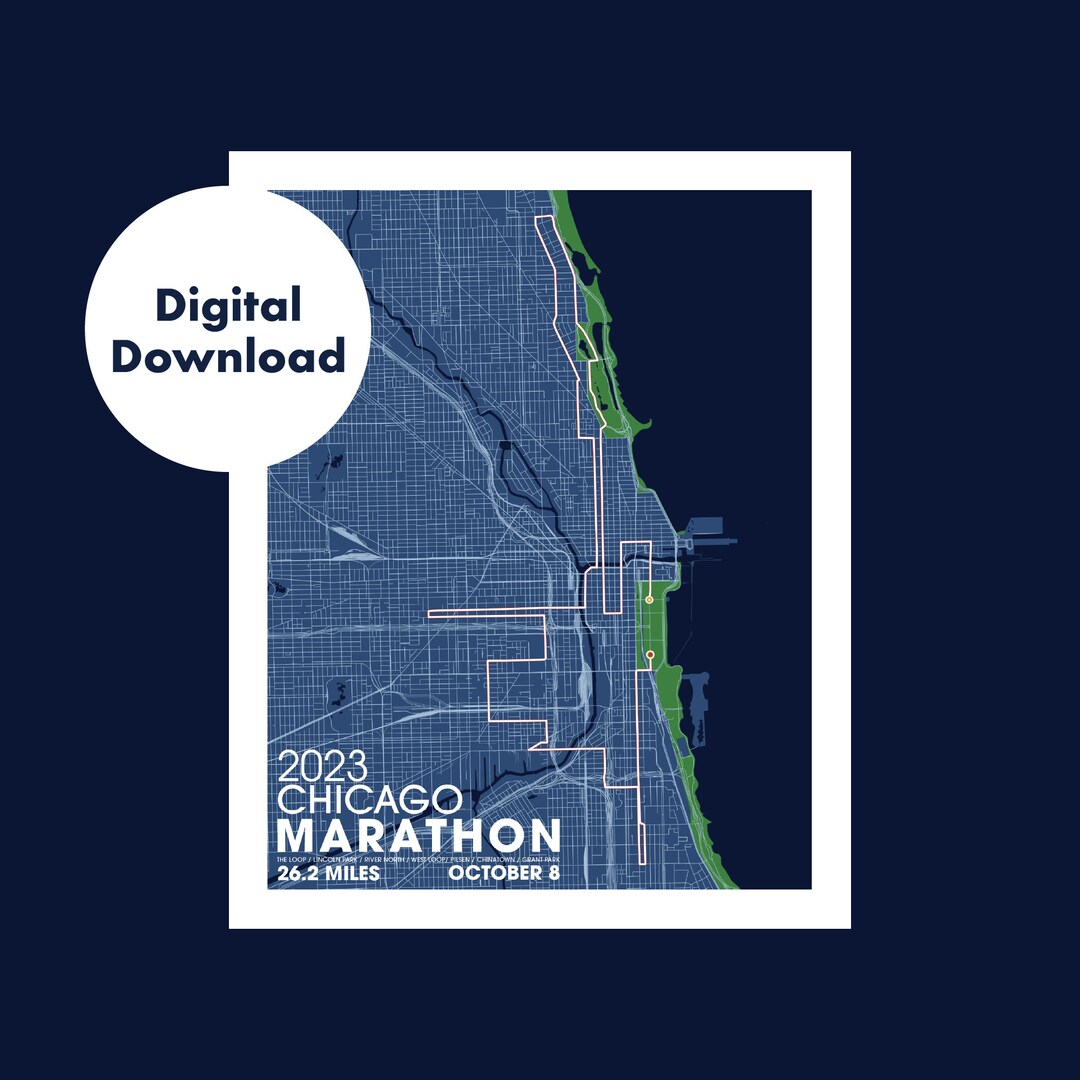 Digital Download 2023 Chicago Marathon Map Etsy
