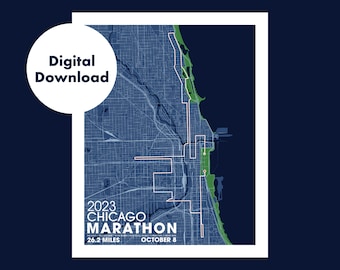 Digital Download 2023 Chicago Marathon Map