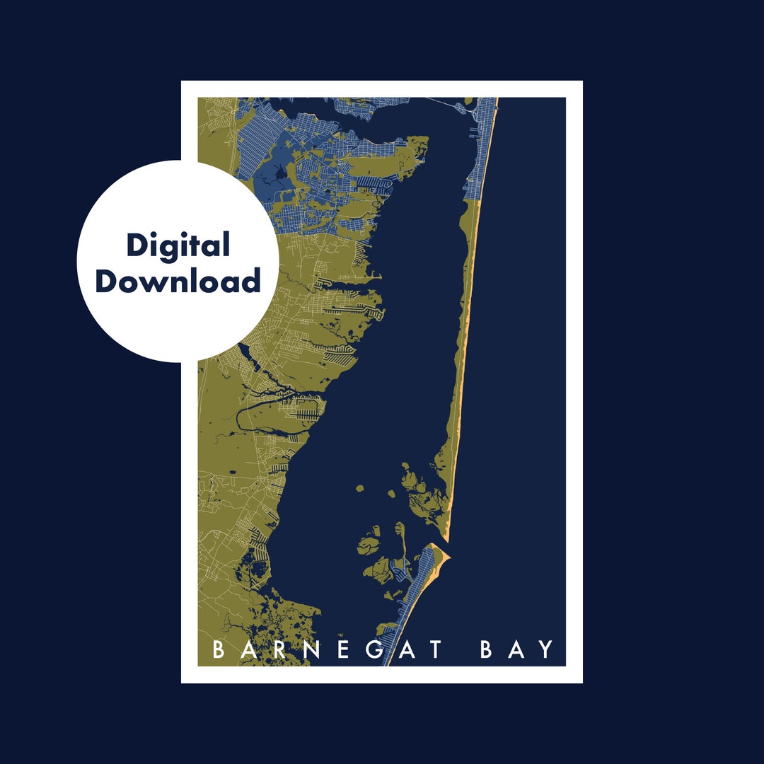 Digital Download Barnegat Bay New Jersey Map Etsy