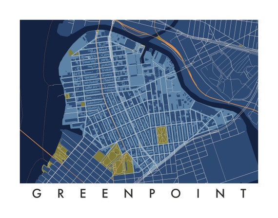 Map Of Greenpoint Brooklyn Greenpoint Brooklyn Nyc Map Print / Unframed Paper Print | Etsy Canada