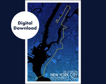 Digital Download 2023 NYC Marathon Map Poster