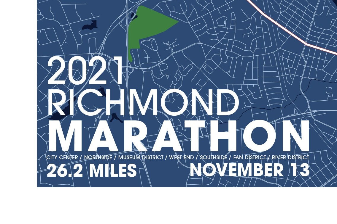 2021 Richmond VA Marathon Map / Unframed Paper Print Etsy