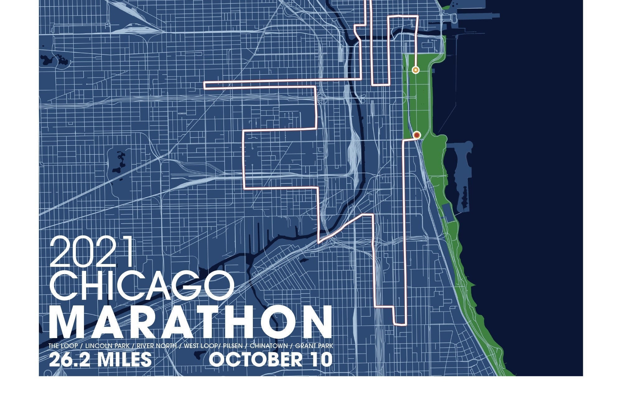 Chicago Marathon Map Art / unframed paper print Etsy