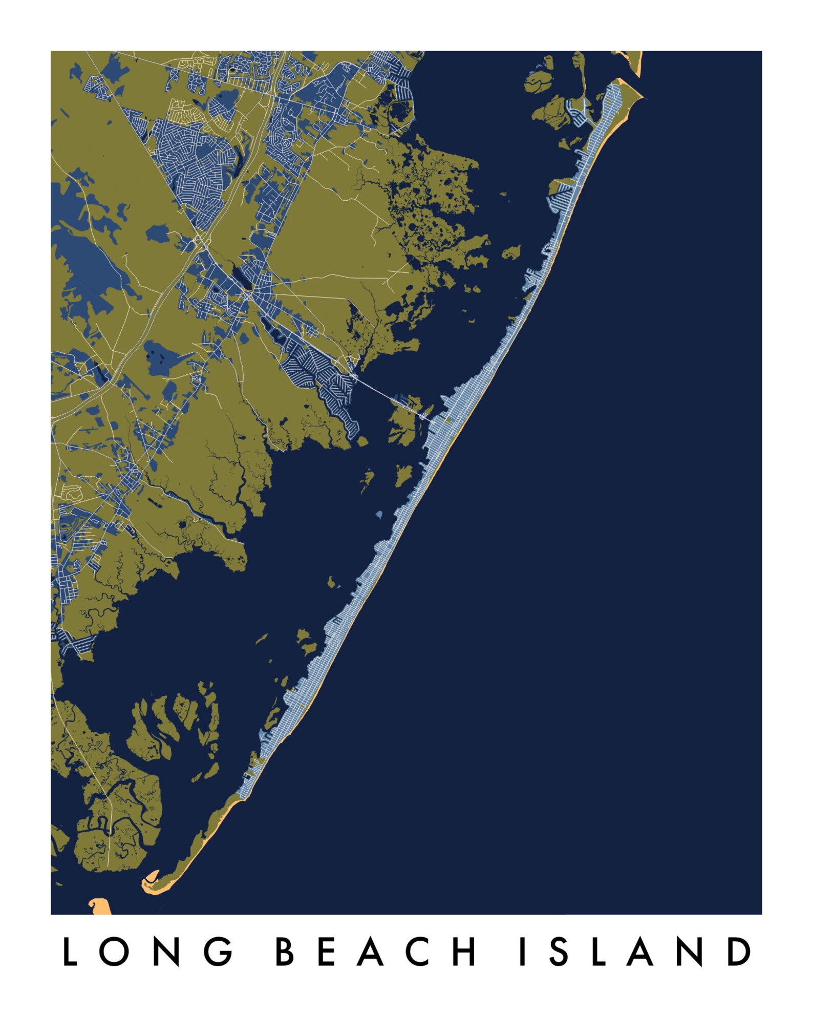 Long Beach Island NJ Map Print / Unframed Paper Print Etsy
