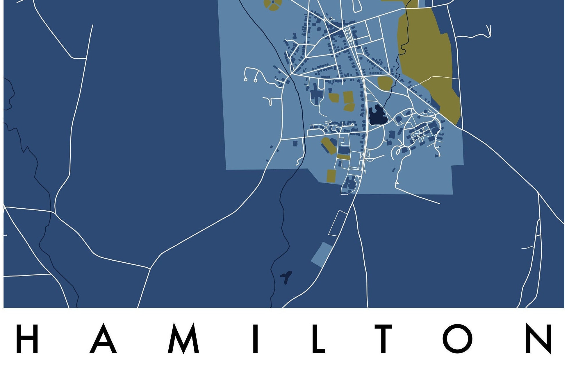 Hamilton New York Map Print / Unframed Paper Print Etsy Canada