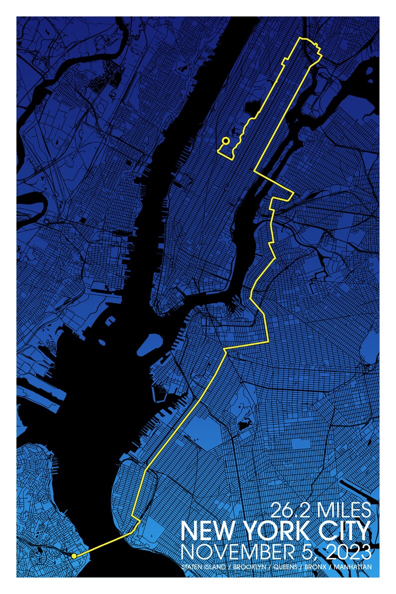 Digital Download 2023 NYC Marathon Map Poster Etsy