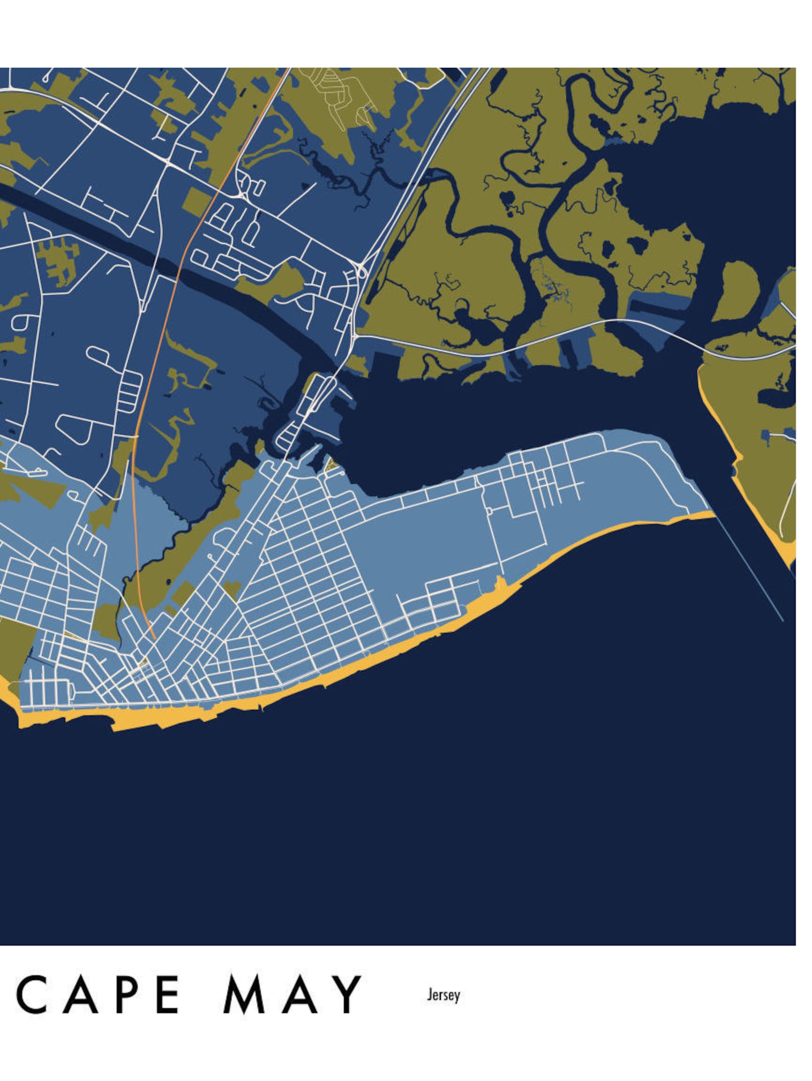 Cape May NJ Map Print / Unframed Paper Print - Etsy