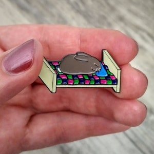 Cute Bunny Soft Enamel Pin, Free US Shipping | Unique sleeping animal pin