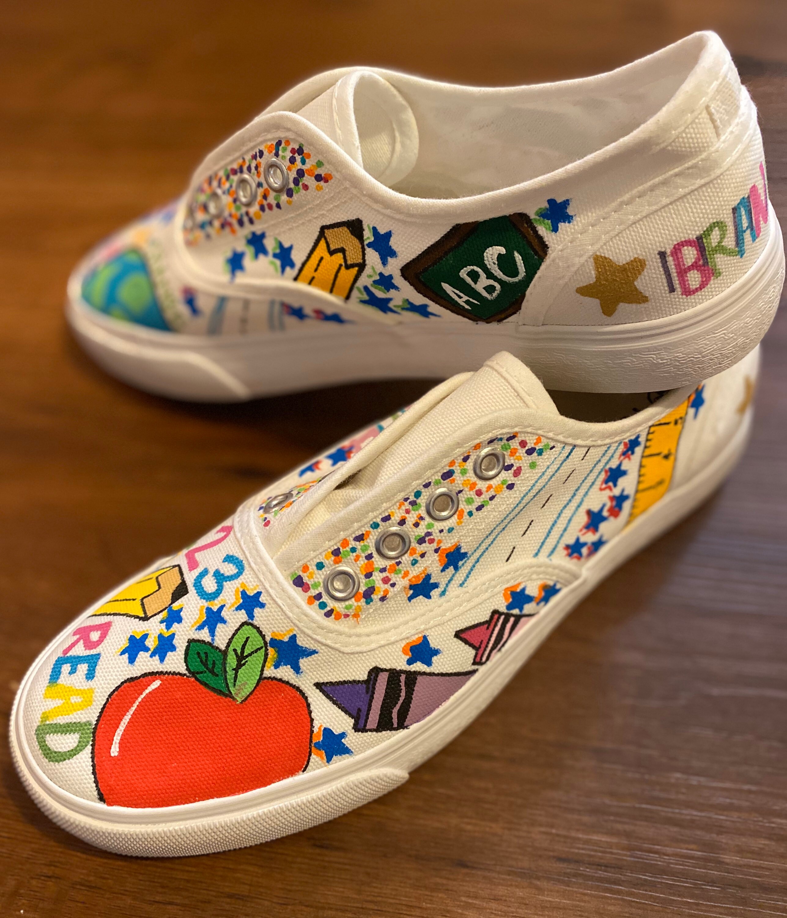 Handpainted Teacher Shoes Etsy