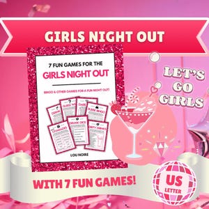 7 Fun Party Games for Girls Night Out - Printable Fun for Bachelorette Parties and Girls Night Out or In  - Instant Download PDF (8.5&quot;x11&quot;)