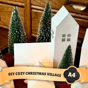 Maisons de Noël nordiques à monter soi-même - Créez votre propre village de Noël confortable - Jolies maisons en papier blanc - Téléchargement instantané au format PDF (format A4)