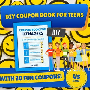 Gutscheinbuch für Teenager - Blau - 30 Spaß Geschenkgutscheine für Teens - Sofort Download PDF (8,5"x11")