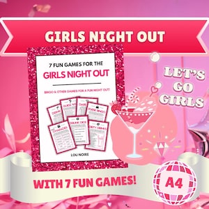 7 Fun Party Games for Girls Night Out - Printable Fun for Bachelorette Parties and Girls Night Out or In  - Instant Download PDF (A4 size)