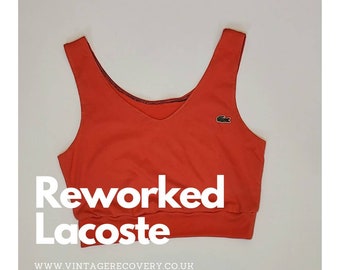 Vintage Reworked Lacoste Crop Tank Top - Reworked Crop Top - Orange Crop Top - Size Small - Reworked Vintage Lacoste Crop Vest