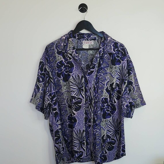 Vintage Blouse Vintage 80's Cabrais Hawaiian Print Shirt | Etsy