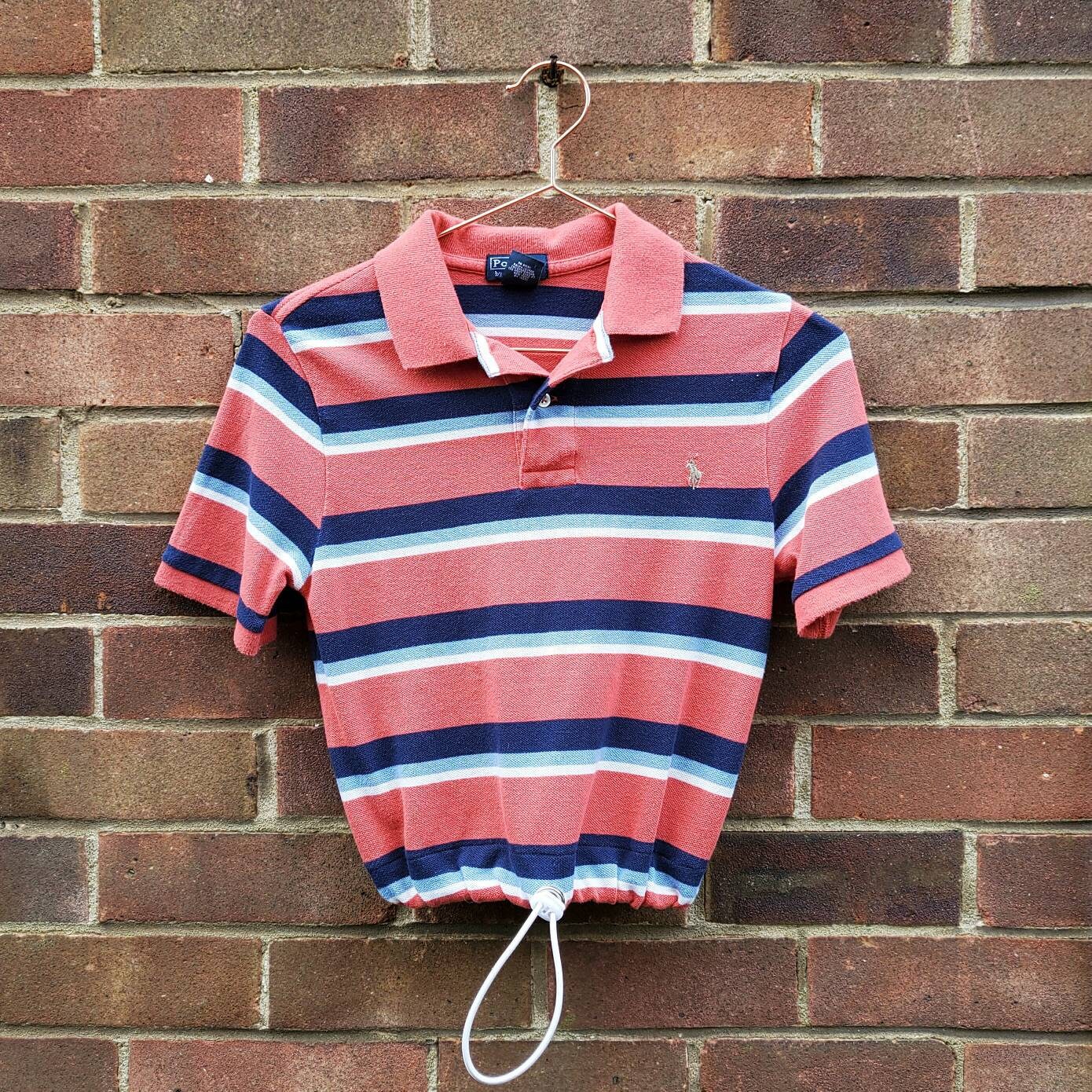 Reworked Ralph Lauren Striped Crop Polo 