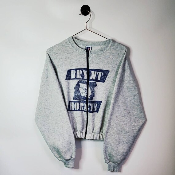 Reworked Vintage American High School Sweatshirt Grey and Blue