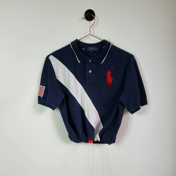 VintageRecoveryStore Ralph Lauren Polo | 90s Clothing | Crop Top | Crop Polo Shirt | Ralph Lauren Shirt | Vintage Ralph Lauren | Upcycled Top | Festival Clothing
