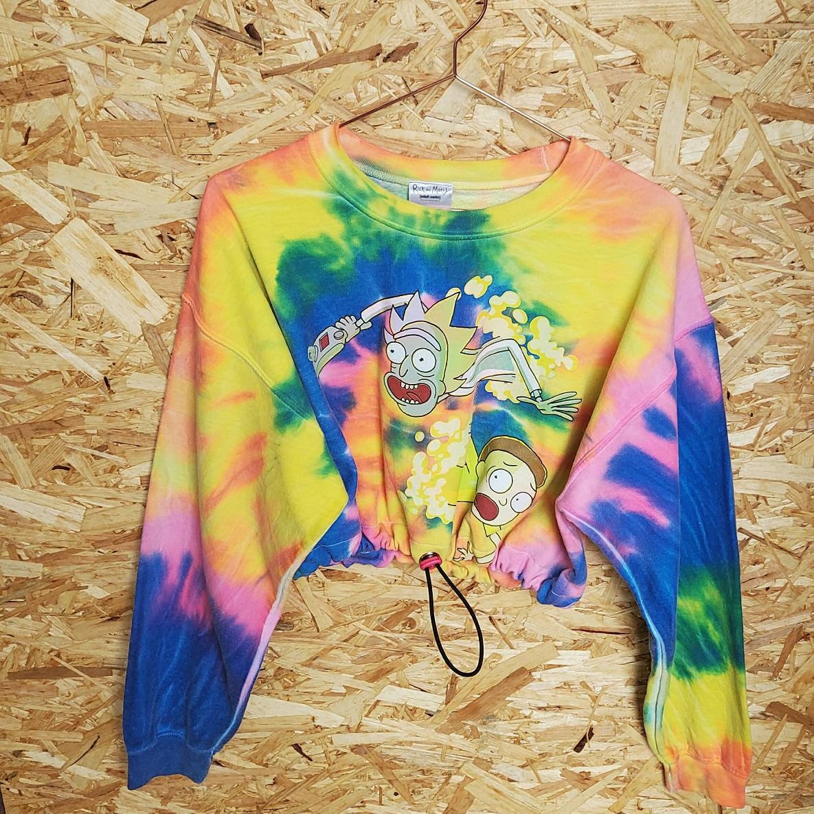 Reworked Tie-Dye Crop Rick and Morty Sweatshirt | Etsy